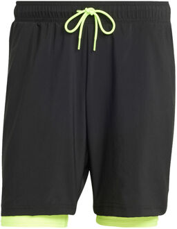 adidas 7in Club 2In1 Shorts Heren-Zwart,Neongroen