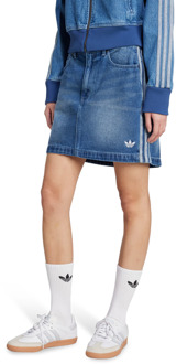 adidas Adicolor 3-stripes Denim Mini Rokken Dames - Blauw - Maat 38 - Katoen Jersey Blue