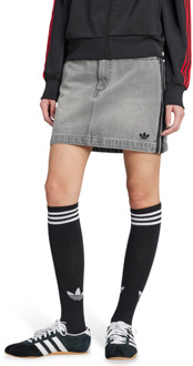 adidas Adicolor 3-stripes Denim Mini Rokken Dames - Grijs - Maat 34 - Katoen Jersey Grey
