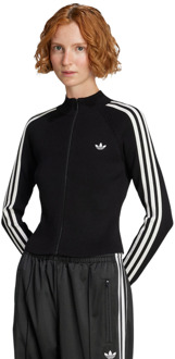 adidas Adicolor 3-stripes Slim Sports Jacket Jassen Dames - Zwart - Maat 40 - Katoen Canvas Black