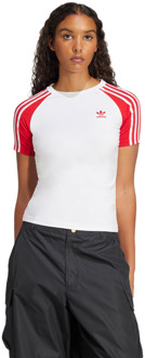 adidas Adicolor 3-stripes T-shirts Dames - Wit - Maat 32 - Katoen Jersey White