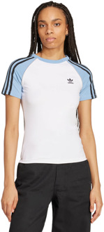 adidas Adicolor 3-stripes T-shirts Dames - Wit - Maat 36 - Katoen Jersey White