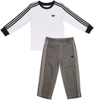 adidas Adicolor 3-stripes Trainingspakken Baby - Wit - Maat 81 - 86 CM - Katoen Keperbinding White