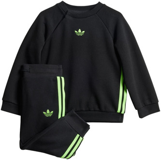 adidas Adicolor 3-stripes Trainingspakken Baby - Zwart - Maat 57 - 62 CM - Katoen Fleece Black