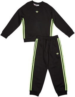 adidas Adicolor 3-stripes Trainingspakken Peuter - Zwart - Maat 99 - 104 CM - Katoen Fleece Black