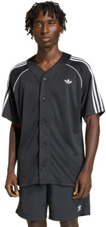 adidas Adicolor Baseball Jersey Truien/Replica's Heren - Zwart - Maat XXL - Poly Mesh Black