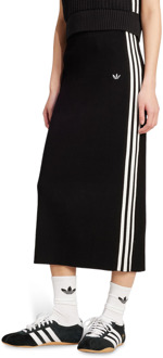 adidas Adicolor Knit 3-stripes Rokken Dames - Zwart - Maat 40 - Katoen Canvas Black