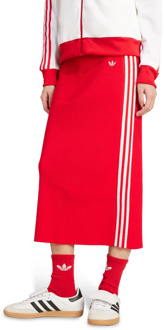 adidas Adicolor Knit 3-stripes Skirt Rokken Dames - Rood - Maat 34 - Katoen Canvas Red