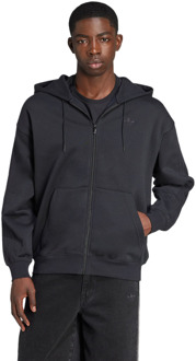 adidas Adicolor Oversize Full-zip Hoodie Hoodies Heren - Zwart - Maat XXL - Katoen Jersey Black