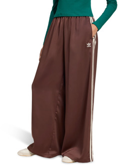 adidas Adicolor Satin Wide Leg Track Joggers Broeken Dames - Bruin - Maat 36 - Poly Mesh Brown