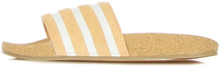 adidas Adilette slipper van suède met streepdessin Donkerbeige - 38