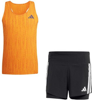adidas Adizero Singlet 2in1 Short Set Heren oranje