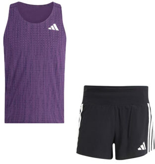 adidas Adizero Singlet Gel 5'' Short Set Heren paars