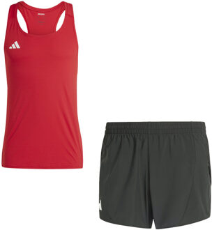 adidas Adizero Singlet Short Set Heren rood