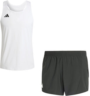 adidas Adizero Singlet Short Set Heren wit