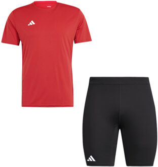 adidas Adizero T-Shirt Korte Legging Set Heren bordeaux