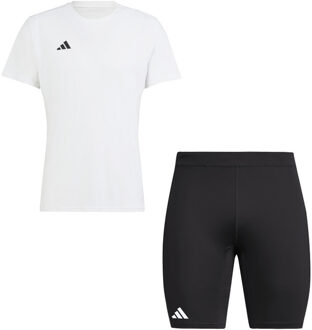 adidas Adizero T-Shirt Korte Legging Set Heren wit