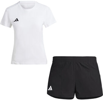 adidas Adizero T-Shirt Short Set Dames wit