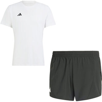 adidas Adizero T-Shirt Short Set Heren wit