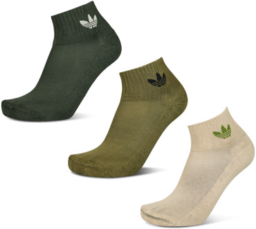 adidas Ankle 3 Pack Sokken Unisex - Groen - Maat 43-45 - Katoen Green