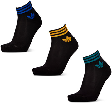 adidas Ankle 3 Pack Sokken Unisex - Zwart - Maat 37-39 - Katoen Black