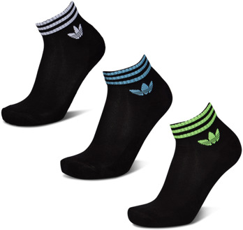 adidas Ankle 3 Pack Sokken Unisex - Zwart - Maat 43-45 - Katoen Black