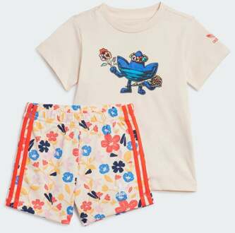 adidas Aop 3-stripes Trainingspakken Baby - Wit - Maat 69 - 74 CM - Katoen Jersey White