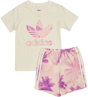 adidas Aop Palm Trainingspakken Baby - Wit - Maat 87 - 92 CM - Katoen Jersey White