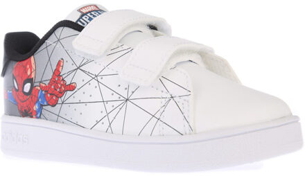 adidas Boy's adidas Infant Spiderman Advantage Trainers in White Black - maat Zwart en zilver
