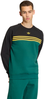 adidas Chest Stripes Crewneck Sweatshirt Sweatshirts Heren - Groen - Maat XS - Katoen Jersey Green
