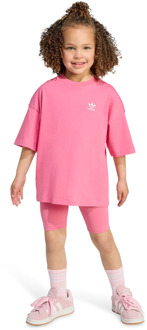adidas Cycling Shorts And Tee Set Trainingspakken Peuter - Roze - Maat 105 - 110 CM - Katoen Jersey Pink
