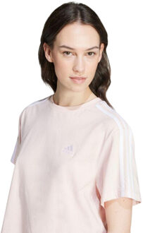 adidas Dames essentials 3 strepen single jersey gewaad top Beige