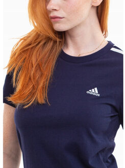 adidas Dames essentials 3 strepen slim t-shirt Blauw - XS