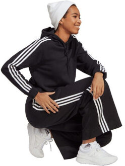 adidas Dames essentials gestreepte french terry korte hoodie Zwart - L