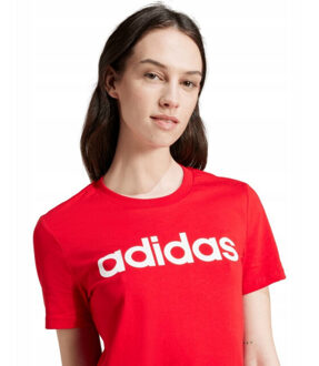 adidas Dames essentials logo slim lounge t-shirt - maat M Rood
