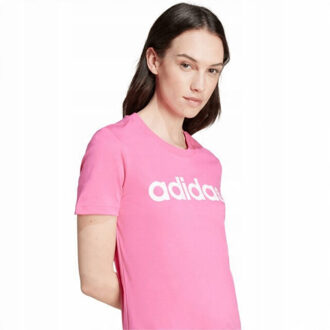 adidas Dames essentials logo slim lounge t-shirt - maat S Roze