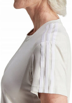 adidas Dames train essentials drievoudig gestreept aeroready t-shirt Beige - L