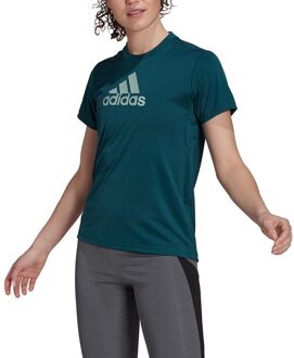 adidas Designed 2 Move Sportshirt - Maat L  - Vrouwen - donkerblauw - lichtgroen