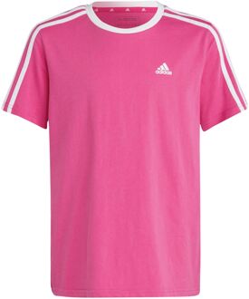 adidas Essentials 3-Stripes Shirt Junior roze - wit - 140