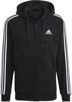 adidas Essentials Fleece 3S Zip Hoodie - Zwart Vest - XXL
