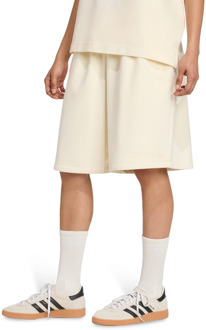adidas Essentials Linear Shorts Oversized Korte Broeken Dames - Wit - Maat 40 - Katoen Jersey White