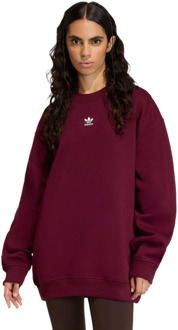 adidas Essentials Long Oversized Crew Sweatshirt Sweatshirts Dames - Rood - Maat 36 - Katoen Jersey Red