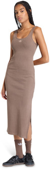 adidas Essentials Rib Tank Maxi Dress Washed Rokken Dames - Bruin - Maat 38 - Katoen Jersey Brown