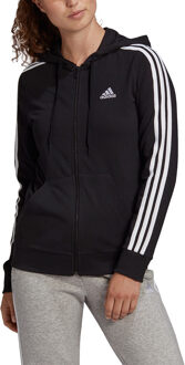 adidas Essentials Single Jersey 3-Stripes Full-Zip hoodie - Zwart vest dames - M