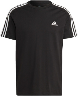 adidas essentials single jersey 3-stripes shirt zwart heren heren - M
