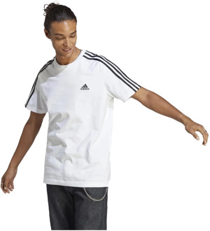 adidas Essentials Single Jersey 3-Stripes T-shirt Heren wit - XL
