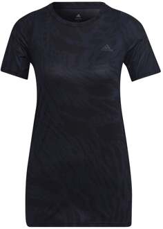 adidas Fast All Over Print Hardloopshirt Dames-Blauw,Zwart - S