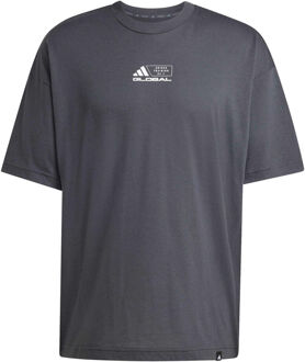 adidas GFX Glob T-shirt Heren-donkergrijs - S