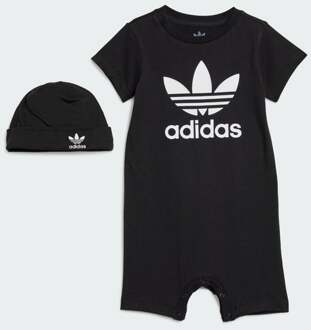 adidas Gift Set Jumpsuit And Beanie Trainingspakken Baby - Zwart - Maat 75 - 80 CM - Katoen Jersey Black