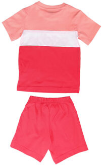 adidas Girl's adidas Infant Colourblock T-Shirt and Shorts Set in Pink white - maat 2-3J / 92-98cm Roze en wit